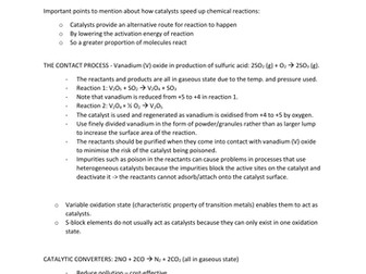 A LEVEL CHEMISTRY EDEXCEL A* NOTES - CATALYSTS