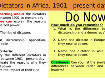 Dictators in Africa, 1901 - present day