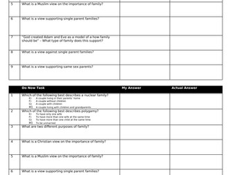 GCSE AQA RS (Spec A) - Theme A: Family and Relationships (EXAM SKILLS)