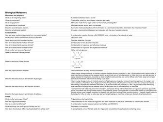 AQA A-Level Biology - Topics 1-4 - Question and Answer
