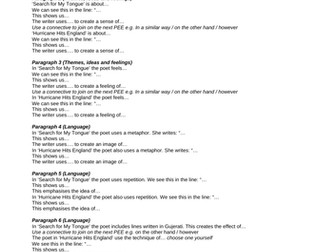 Poetry Comparison Essay 2 Lessons - Hurricane Hits England v Search For My Tongue
