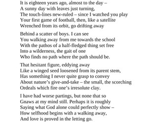 Walking Away - Cecil Day-Lewis - Written analysis lesson based on GCSE style question