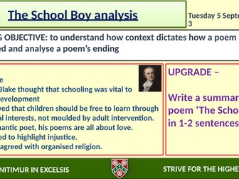 The School Boy - William Blake Analysis - 2 lessons