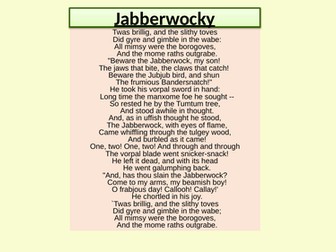 Lewis Carroll's Jaberwocky - writing nonsensical poetry (2 lessons)