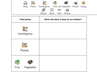 LKS2 Year 3/4 Science Lesson - The role of food groups