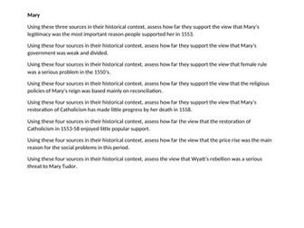 MARY I 1553-1558 NOTES (A Level OCR History)