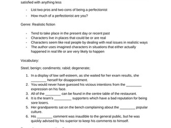 Pancakes by Joan Bauer - close reading questions and answers