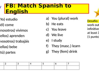 El presente de los verbos regulares en -AR, ER y -IR