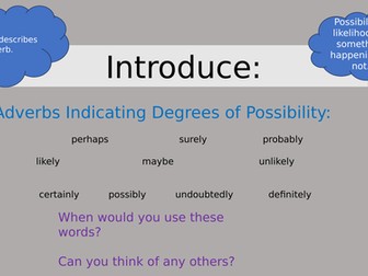 Year 5 - Adverbs and Modals to show degrees of possibility