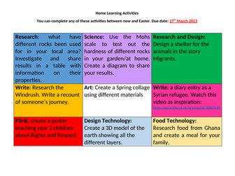 Homework Grid - Home Learning Activities