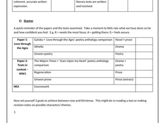 AQA A Level English Lit The Wipers Times full SOW