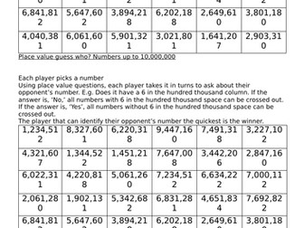 Place value guess who? 2