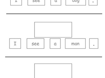 Order and match words to make simple sentences. EAL and early writing.