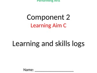 BTEC Performing Arts Learning log for Component 2 Tech Award 2022