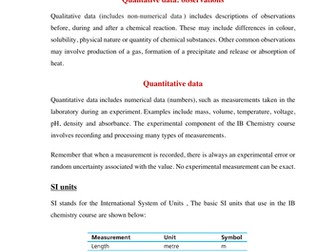 Topic 11 : Measurement and data processing (IB)