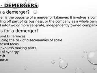 Microeconomics - Demergers - Edexcel Theme 3