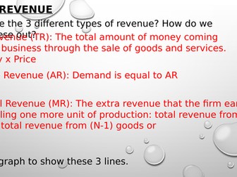 Microeconomics - Revenue - Edexcel Theme 3
