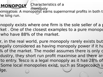 Microeconomics Market Structures Monopoly - Edexcel Theme 3