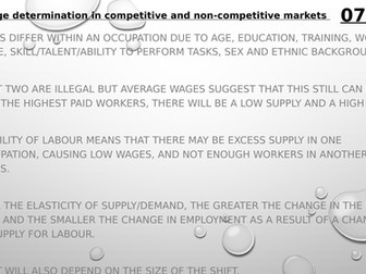 Microeconomics Wage Determination in Labour Markets - Edexcel Theme 3