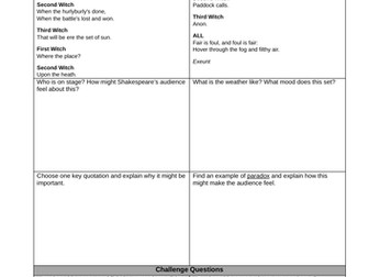 Macbeth - Act 1 Workbook
