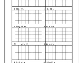 Arithmetic worksheet year 3