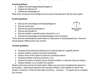 BTEC Level 3 Business Unit 3 Personal Finance Exam Technique and Structure Sheet