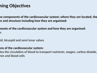 T level health/HCS circulatory system