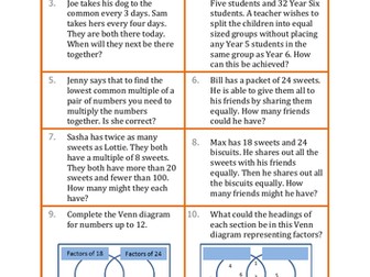 Factors and Multiples Word Problems