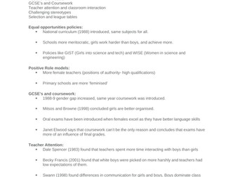 Internal and external school factors affecting gender achievement