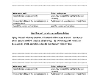 Hobbies and sport assessed translation
