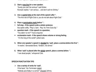 SPEECH PUNCTUATION - ENGLISH LANGUAGE STUDENT WORKSHEET WITH ANSWERS