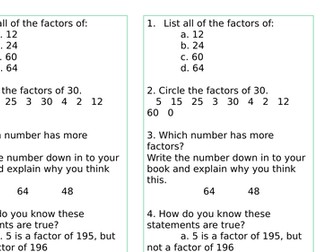 Year 5 Factors Lesson