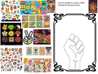 1960's inspired Art Nouveau  poster design.