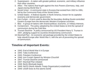 IGCSE History Superpower Relations Knowledge Organisers