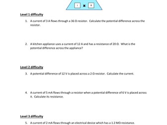 GCSE Physics Potential Difference (V=IR) Questions and Answers