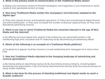 Lesson 2 - Multiple Choice Quiz - Summarizing the Traditional Media Sector and Its Adaptation