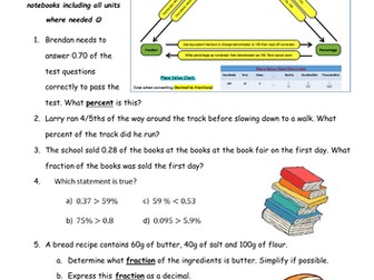 Fraction, Decimal and Percentage Conversions Word Problems