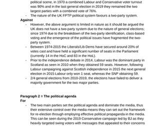 Politics A Level Edexcel Component 1 essay plans