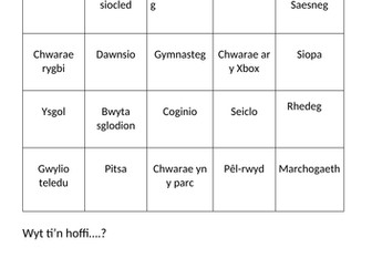 Opinions icebreaker bingo - Welsh