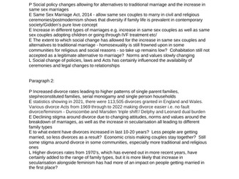 Social change and marriage 10 mark plan