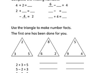 Fact Families and Number Bonds worksheets