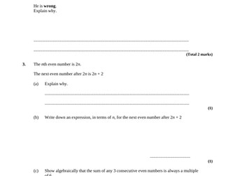 Algebraic Proof Exam Questions