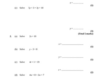 Forming and solving linear equations - Exam Questions