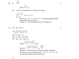 Solving quadratic equations - Non Calculator Exam Questions (Paper 1)