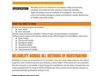 AQA Psychology - Reliability and Validity [A-Level Psychology]
