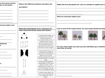 AQA GCSE PSYCHOLOGY (9-1) PERCEPTION REVISION MAT