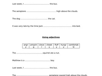 Using nouns, verbs and adjectives