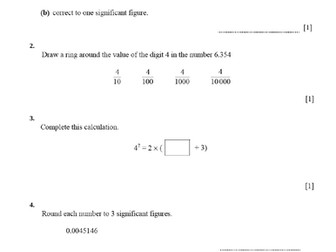 Year 7 Math Exam Practice  (Topical Checkpoint Exam- Unit: Numbers)