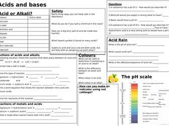 Acids and Alkalis revision & answers KS3