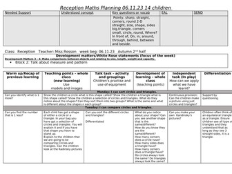 Early Years Weekly Maths Planning  Autumn 2nd half